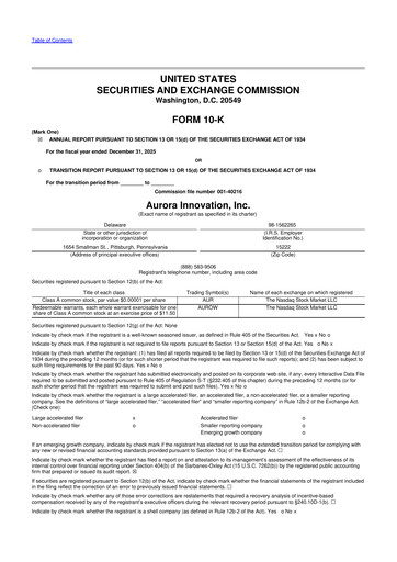 Thumbnail Aurora Innovation 10-K Annual Report 2025