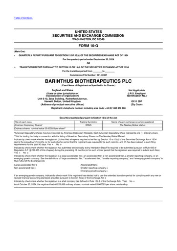 Thumbnail Barinthus Biotherapeutics 10-Q Quarterly Report FY2024 
