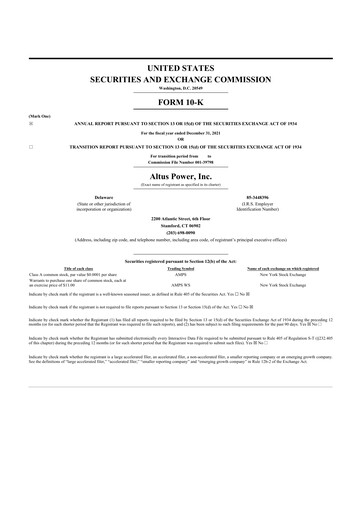 Thumbnail Altus Power 10-K Annual Report 2021