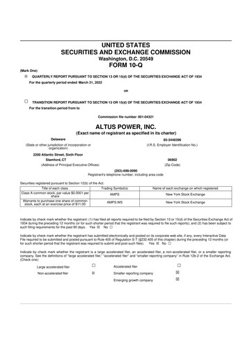 Thumbnail Altus Power 10-Q Quarterly Report FY2022 
