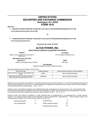 Thumbnail Altus Power 10-Q Quarterly Report FY2022 