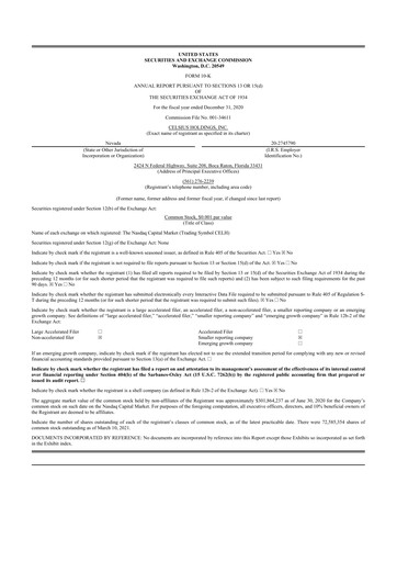 Thumbnail Celsius Holdings
 10-K Annual Report 2020