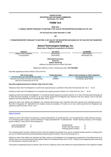 Thumbnail Advent Technologies 10-K Annual Report 2022