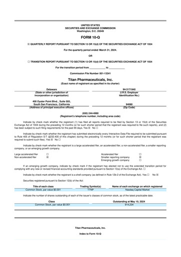 Thumbnail Titan Pharmaceuticals
 10-Q Quarterly Report FY2024 