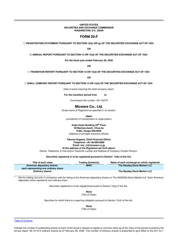 Thumbnail Micware Co., Ltd. 20-F Annual Report 2026