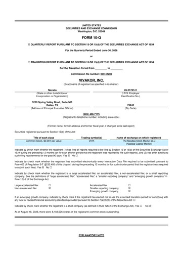 Miniature Vivakor 10-Q Rapport trimestriel 2026 