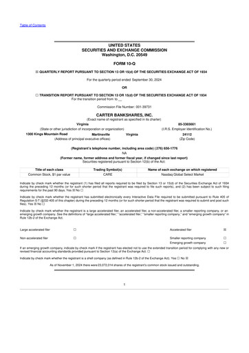 Thumbnail Carter Bankshares 10-Q Quarterly Report FY2024 