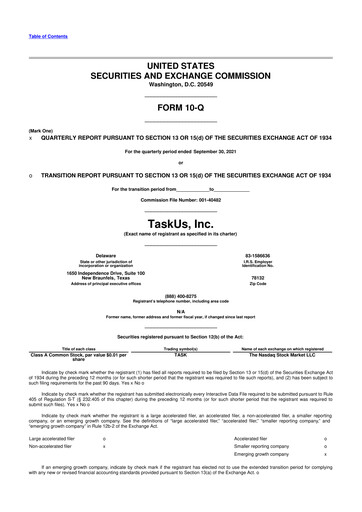 Miniature TaskUs 10-Q Rapport trimestriel 2021 