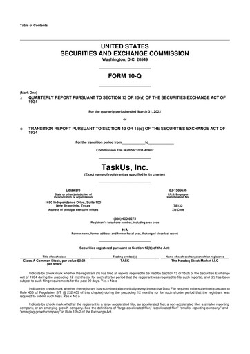 Miniature TaskUs 10-Q Rapport trimestriel 2022 