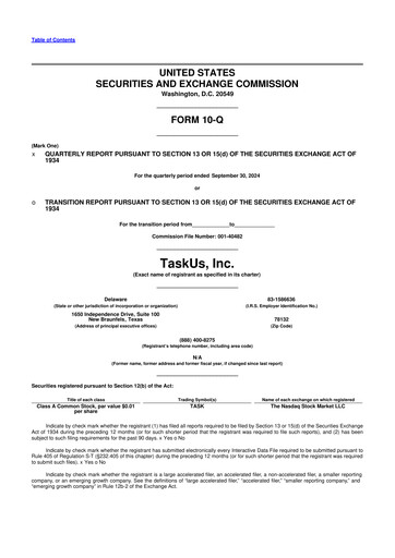 Miniature TaskUs 10-Q Rapport trimestriel 2024 