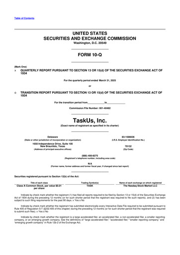 Miniature TaskUs 10-Q Rapport trimestriel 2025 