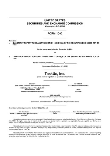 Miniature TaskUs 10-Q Rapport trimestriel 2025 