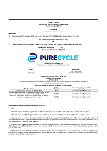 Vorschaubild PureCycle Technologies 10-K Jahresbericht 2022