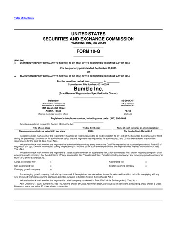 Thumbnail Bumble 10-Q Quarterly Report FY2025 