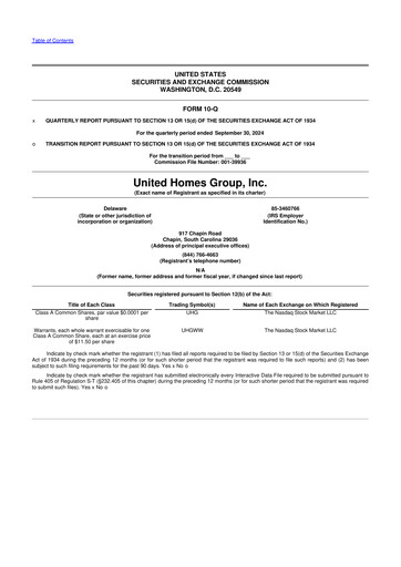 Thumbnail United Homes Group 10-Q Quarterly Report FY2024 