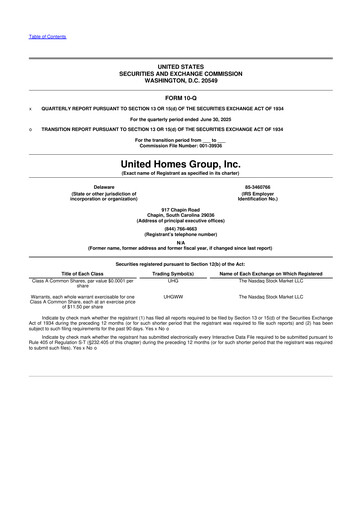 Thumbnail United Homes Group 10-Q Quarterly Report FY2025 