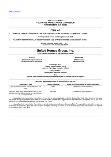 Thumbnail United Homes Group 10-Q Quarterly Report FY2025 