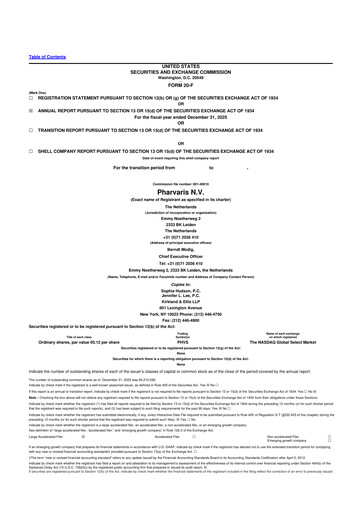 Miniature Pharvaris 20-F Rapport annuel 