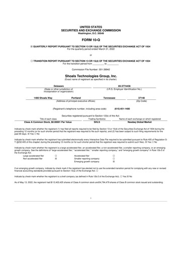 Thumbnail Shoals Technologies 10-Q Quarterly Report FY2022 