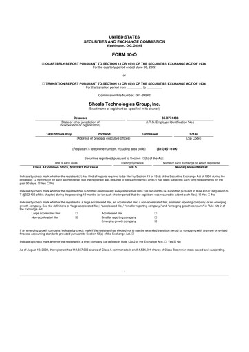 Thumbnail Shoals Technologies 10-Q Quarterly Report FY2022 