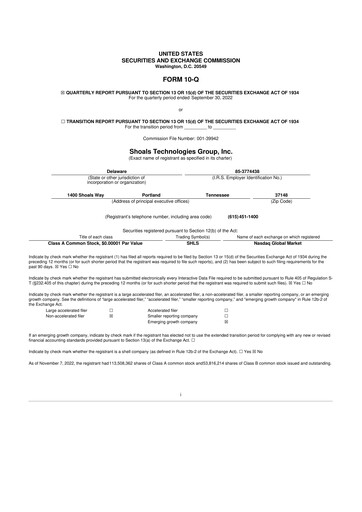 Thumbnail Shoals Technologies 10-Q Quarterly Report FY2022 