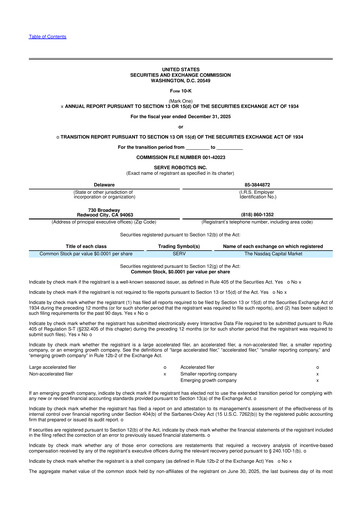 Miniature Serve Robotics 10-K Rapport annuel 2025
