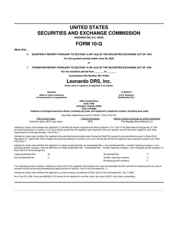 Thumbnail Leonardo DRS 10-Q Quarterly Report FY2026 