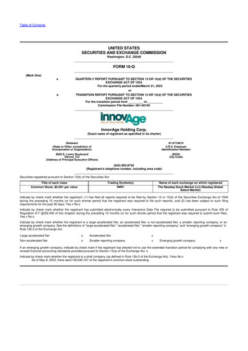 Miniature InnovAge 10-Q Rapport trimestriel 2023 