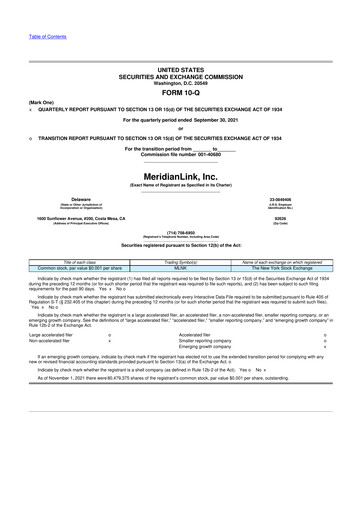 Thumbnail MeridianLink 10-Q Quarterly Report FY2021 