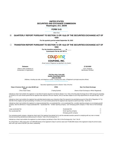 Miniature Coupang 10-Q Rapport trimestriel 2023 