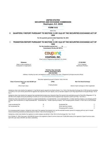Miniature Coupang 10-Q Rapport trimestriel 2024 