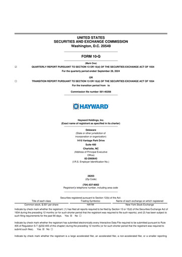 Thumbnail Hayward Holdings, Inc. 10-Q Quarterly Report FY2024 