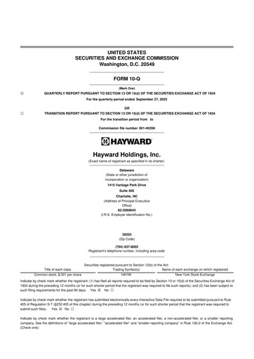 Thumbnail Hayward Holdings, Inc. 10-Q Quarterly Report FY2025 