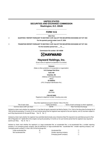 Thumbnail Hayward Holdings, Inc. 10-Q Quarterly Report FY2026 