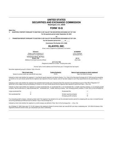 Thumbnail Klaviyo 10-Q Quarterly Report FY2023 