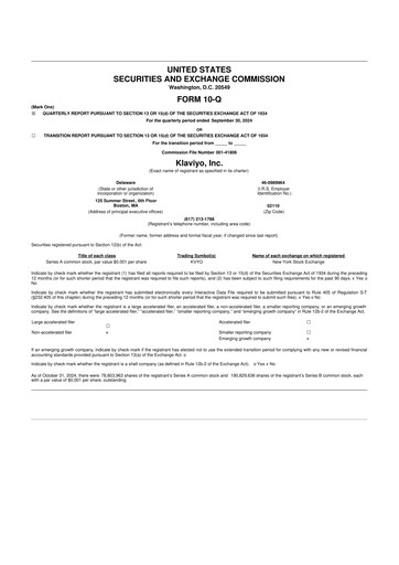 Thumbnail Klaviyo 10-Q Quarterly Report FY2024 