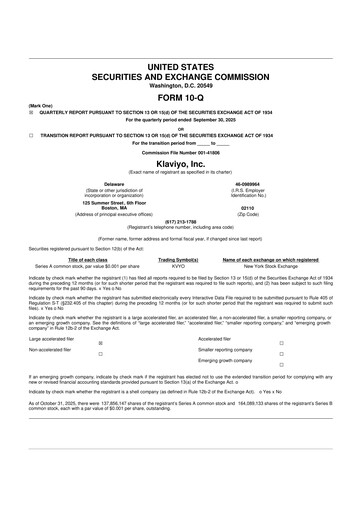 Thumbnail Klaviyo 10-Q Quarterly Report FY2025 