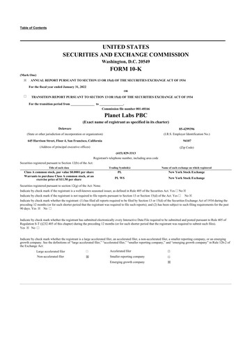 Thumbnail Planet Labs 10-K Annual Report 2022