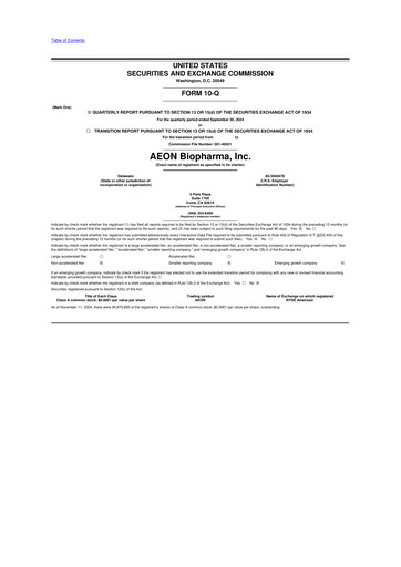 Vorschaubild AEON Biopharma 10-Q Quartalsbericht 2024 