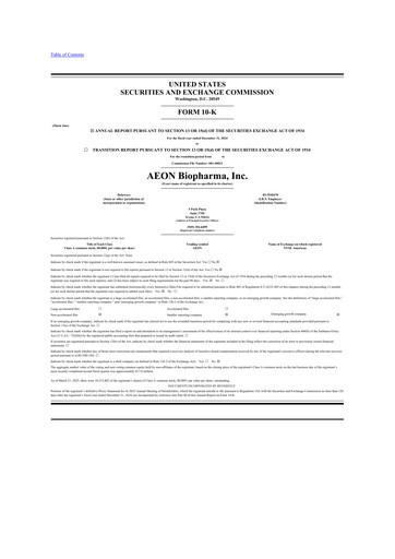 Thumbnail AEON Biopharma 10-K Annual Report 2024