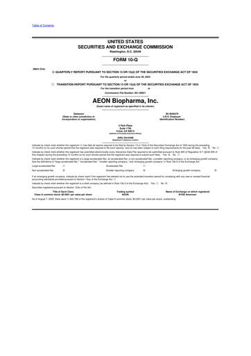 Vorschaubild AEON Biopharma 10-Q Quartalsbericht 2025 