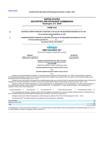 Thumbnail Vimeo 10-Q Quarterly Report FY2021 