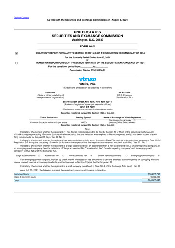 Thumbnail Vimeo 10-Q Quarterly Report FY2021 