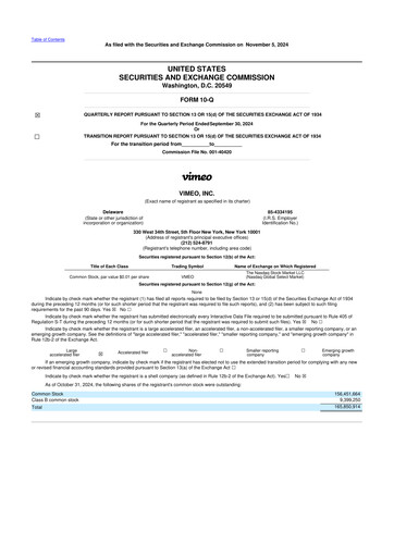 Thumbnail Vimeo 10-Q Quarterly Report FY2024 