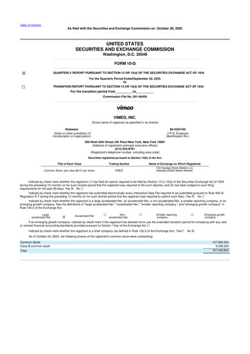 Thumbnail Vimeo 10-Q Quarterly Report FY2025 