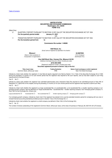 Thumbnail H&R Block
 10-Q Quarterly Report FY2021 