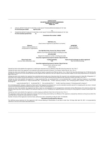 Thumbnail H&R Block
 10-K Annual Report 