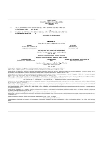 Thumbnail H&R Block
 10-K Annual Report 