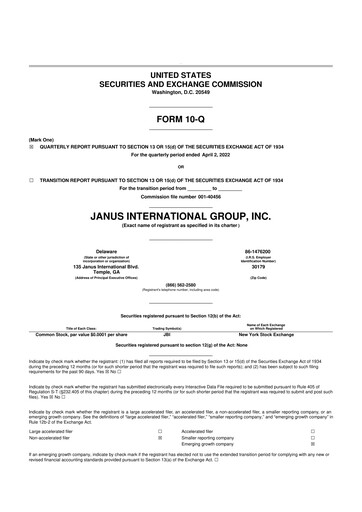Miniature Janus International Group 10-Q Rapport trimestriel 2022 