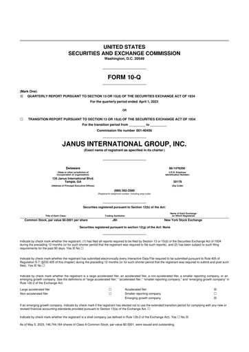 Miniature Janus International Group 10-Q Rapport trimestriel 2023 